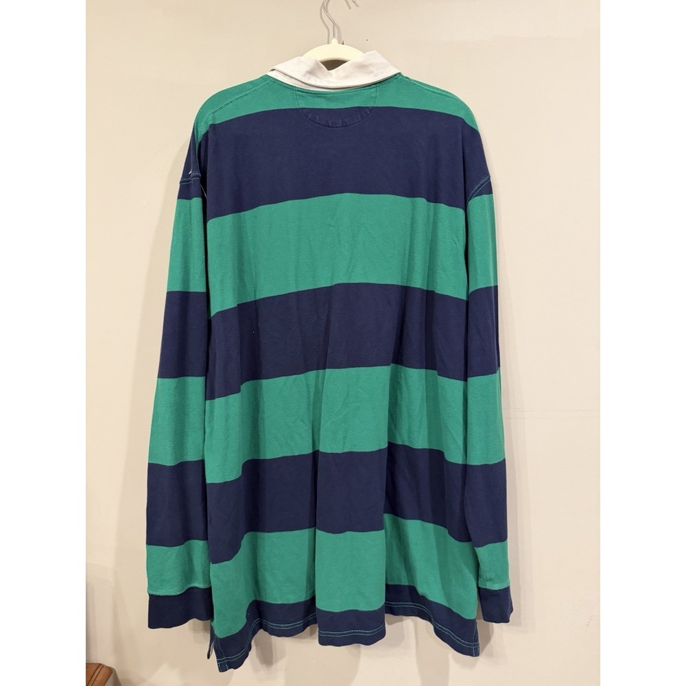 Polo Ralph Lauren Men's Long Sleeve Polo Green & Blue Rugby 3XLT Spellout - Picture 3 of 3